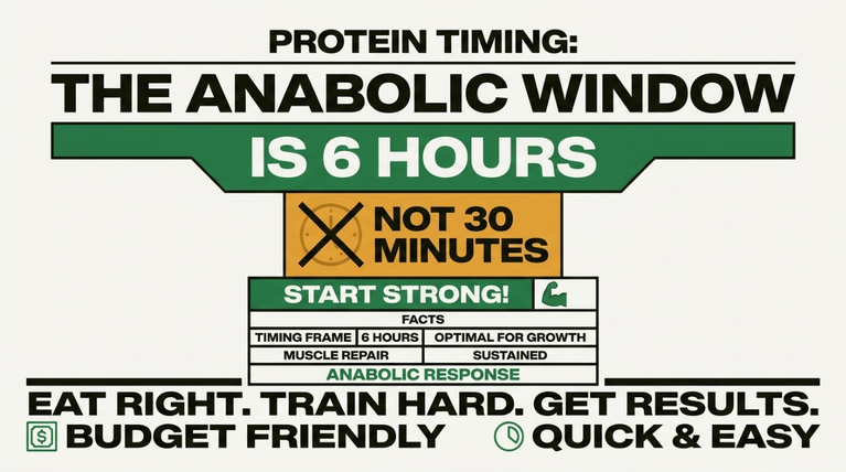 Protein Timing: The Anabolic Window Is 6 Hours, Not 30 Minutes