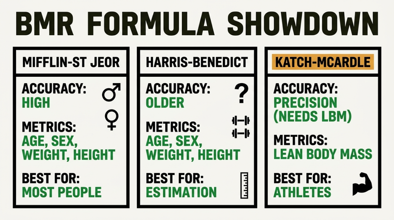 Mifflin-St Jeor vs Harris-Benedict vs Katch-McArdle